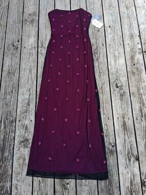 Vintage Y2K Papell Rose pink Embellished Maxi Slip Dress 6